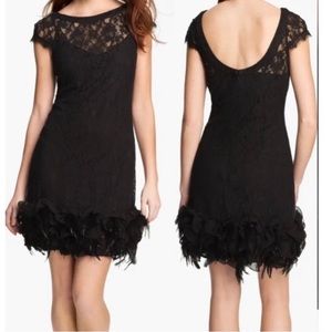 Jessica Simpson Cap Sleeved Dress w/Feather Detail
